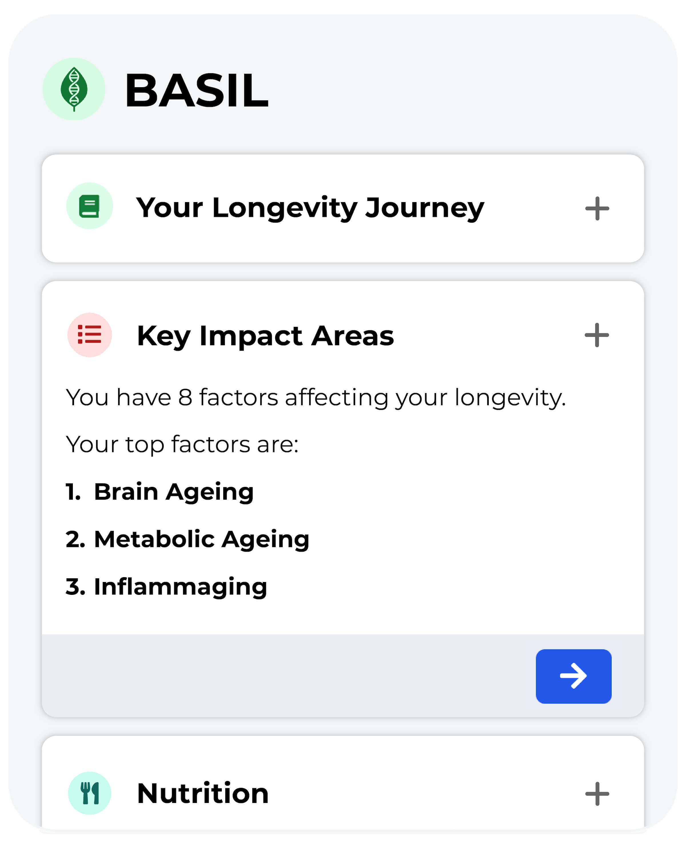 BASIL member journey step 1: your overall longevity summary